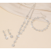 Women's Silver Color Fashion Wedding Jewelry Luxury Crystal Pearl Necklace/Earrings/Bracelet Ladies Jewelry Sets for Bridal