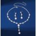 Women's Silver Color Fashion Wedding Jewelry Luxury Crystal Pearl Necklace/Earrings/Bracelet Ladies Jewelry Sets for Bridal