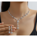 Women's Silver Color Fashion Wedding Jewelry Luxury Crystal Pearl Necklace/Earrings/Bracelet Ladies Jewelry Sets for Bridal Women's Silver Color Fashion Wedding Jewelry Luxury Crystal Pearl Necklace/Earrings/Bracelet Ladies Jewelry Sets for Bridal