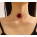 Gothic Elegant Rose Flower Clavicle Chain Necklace for Women Adjustable Sexy Choker Mariage Jewelry Gift Fashion Accessories