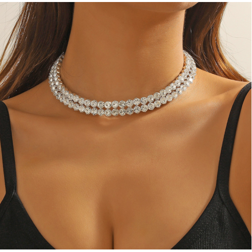 New Shiny Necklace Ladies Exquisite Double Layer Clavicle Chain Necklace Jewelry for Ladies Gift