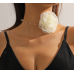 Gothic White Rose Flower Clavicle Chain Necklace for Women Adjustable Sexy Choker Mariage Jewelry Gift Fashion Accessories