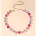 New Shiny Multicolor Heart Necklace Ladies Exquisite Clavicle Chain Necklace Jewelry for Ladies Gift