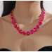 New Shiny Rose Pink Heart Necklace Ladies Exquisite Clavicle Chain Necklace Jewelry for Ladies Gift