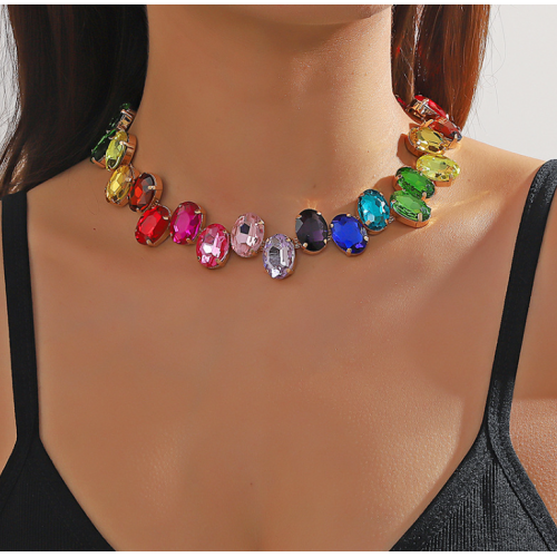 New Shiny Multicolor Heart Necklace Ladies Exquisite Clavicle Chain Necklace Jewelry for Ladies Gift New Shiny Multicolor Heart Necklace Ladies Exquisite Clavicle Chain Necklace Jewelry for Ladies Gift