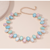 New Shiny Blue Heart Necklace Ladies Exquisite Clavicle Chain Necklace Jewelry for Ladies Gift