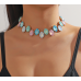 New Shiny Blue Heart Necklace Ladies Exquisite Clavicle Chain Necklace Jewelry for Ladies Gift
