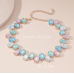 New Shiny Blue Heart Necklace Ladies Exquisite Clavicle Chain Necklace Jewelry for Ladies Gift