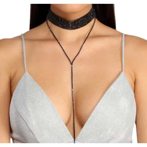 New Black Shiny Five Necklace Ladies Exquisite Double Layer Clavicle Chain Necklace Jewelry for Ladies Gift New Black Shiny Five Necklace Ladies Exquisite Double Layer Clavicle Chain Necklace Jewelry for Ladies Gift