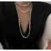 New White Pearl Three Layer Necklace Ladies Exquisite Clavicle Chain Necklace Jewelry for Ladies Gift