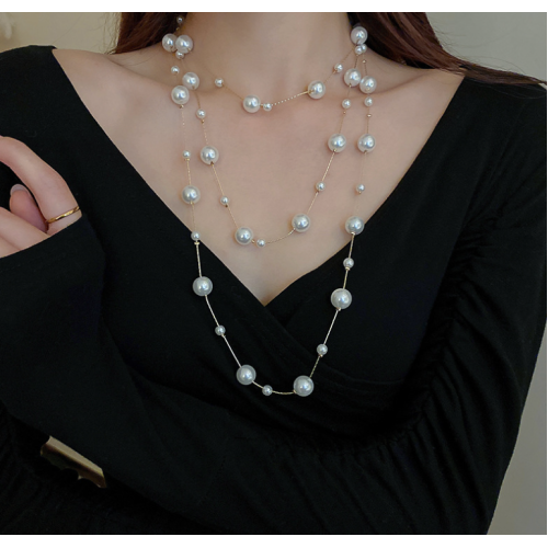 New White Pearl Two Layer Necklace Ladies Exquisite Clavicle Chain Necklace Jewelry for Ladies Gift
