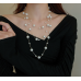 New White Pearl Two Layer Necklace Ladies Exquisite Clavicle Chain Necklace Jewelry for Ladies Gift