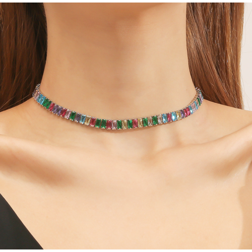 New Shiny Multicolor Necklace Ladies Exquisite Double Layer Clavicle Chain Necklace Jewelry for Ladies Gift