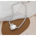 New Shiny Silver  Heart Necklace Ladies Exquisite Clavicle Chain Necklace Jewelry for Ladies Gift