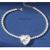New Shiny Silver  Heart Necklace Ladies Exquisite Clavicle Chain Necklace Jewelry for Ladies Gift