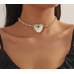 New Shiny Gold  Heart Necklace Ladies Exquisite Clavicle Chain Necklace Jewelry for Ladies Gift
