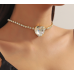 New Shiny Gold  Heart Necklace Ladies Exquisite Clavicle Chain Necklace Jewelry for Ladies Gift