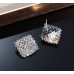 Sparkling Silver Women's Cubic Zirconia Square Stud Earrings Gorgeous Female Wedding Party Fashion Ear Piercing Accessories New Jewelry