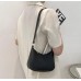 Black Retro Solid Color PU Leather Shoulder Underarm Bag Women's Fashion Handbags Casual Hobos Purses and Handbag Ladies Hand Bags