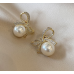 New Style Temperament White Color Wedding Bow Stud Earrings for Women Rhinestone Bowknot Ball Earring Girls Party Jewelry