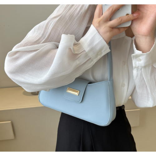Blue Bags For Women Luxury Designer Brand Handbags And Purses 2024 New In PU Nubuck Sheet Metal Decoration Crossbody Bag Small