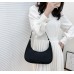 Black Retro Solid Color PU Leather Shoulder Underarm Bag Women's Fashion Handbags Casual Hobos Purses and Handbag Ladies Hand Bags