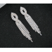 Fashion Luxury White Tassel CZ Drop Earrings New Engagement Wedding Ear Accessories for Women Fancy Anniversary Gift
