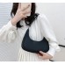 Black Retro Solid Color PU Leather Shoulder Underarm Bag Women's Fashion Handbags Casual Hobos Purses and Handbag Ladies Hand Bags