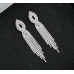 Fashion Luxury White Tassel CZ Drop Earrings New Engagement Wedding Ear Accessories for Women Fancy Anniversary Gift