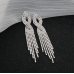 Fashion Luxury White Tassel CZ Drop Earrings New Engagement Wedding Ear Accessories for Women Fancy Anniversary Gift