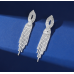 Fashion Luxury White Tassel CZ Drop Earrings New Engagement Wedding Ear Accessories for Women Fancy Anniversary Gift