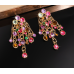 Fashion Luxury Multicolor Tassel CZ Drop Earrings New Engagement Wedding Ear Accessories for Women Fancy Anniversary Gift