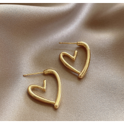 Imitation Gold Heart Stud Earrings for Women Round Wedding Party Ear Jewelry Wholesale