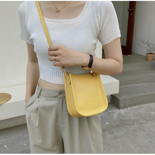 Yellow PU Leather Fashion Design Crossbody Bags For Women Summer Travel Shoulder Bags Large Capacity Handbags and Purse Armpit Hobo Bag