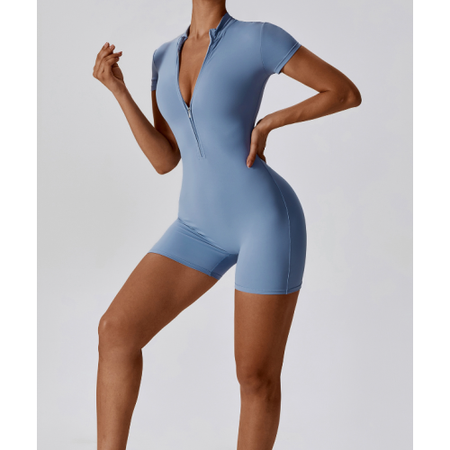 Yoga Set  Blue Women Fitness Rompers Sexy One Piece Strap Tummy Control Padded Sports Bra Workout JumpSuits Sportswear