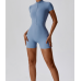 Yoga Set  Blue Women Fitness Rompers Sexy One Piece Strap Tummy Control Padded Sports Bra Workout JumpSuits Sportswear