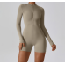 2pcs Beige Yoga Sets Womens Outfits Peach Hip Lifting Suit Neck Hanging Sports Bra Shockproof Quick Drying Shorts Set Female Tracksuit