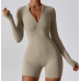 2pcs Beige Yoga Sets Womens Outfits Peach Hip Lifting Suit Neck Hanging Sports Bra Shockproof Quick Drying Shorts Set Female Tracksuit