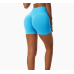 Blue Women Sports Shorts High Waist Yoga Shorts Slim Fit Butt Lift Gym Running High Elastic Biker Shorts