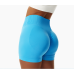 Blue Women Sports Shorts High Waist Yoga Shorts Slim Fit Butt Lift Gym Running High Elastic Biker Shorts