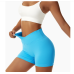 Blue Women Sports Shorts High Waist Yoga Shorts Slim Fit Butt Lift Gym Running High Elastic Biker Shorts