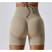 Beige Women Sports Shorts High Waist Yoga Shorts Slim Fit Butt Lift Gym Running High Elastic Biker Shorts