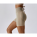Beige Women Sports Shorts High Waist Yoga Shorts Slim Fit Butt Lift Gym Running High Elastic Biker Shorts