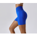 Blue Women Sports Shorts High Waist Yoga Shorts Slim Fit Butt Lift Gym Running High Elastic Biker Shorts