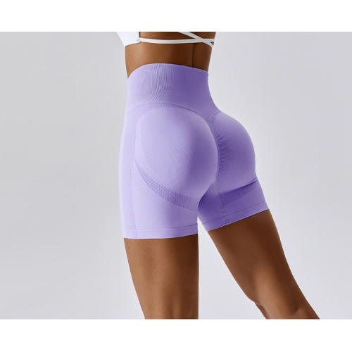 Purple Women Sports Shorts High Waist Yoga Shorts Slim Fit Butt Lift Gym Running High Elastic Biker Shorts