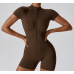 Yoga Set Brown Women Fitness Rompers Sexy One Piece Strap Tummy Control Padded Sports Bra Workout JumpSuits Sportswear
