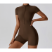 Yoga Set Brown Women Fitness Rompers Sexy One Piece Strap Tummy Control Padded Sports Bra Workout JumpSuits Sportswear