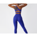 Blue Ladies Sports Bra Sexy Criss Cross Straps Back High Support Impact Yoga Underwear Running Fitness Gym Padded Bralette