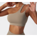 Beige Ladies Sports Bra Sexy Criss Cross Straps Back High Support Impact Yoga Underwear Running Fitness Gym Padded Bralette