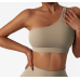 Beige Ladies Sports Bra Sexy Criss Cross Straps Back High Support Impact Yoga Underwear Running Fitness Gym Padded Bralette